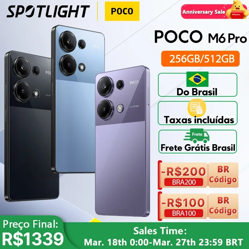 [J No Brasil] Smartphone Xiaomi Poco M6 Pro 8gb Ram 256gb